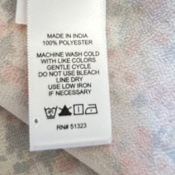 1.State Floral Smocked Peasant Blouse Top Women's Size L Chiffon - Picture 8 of 8